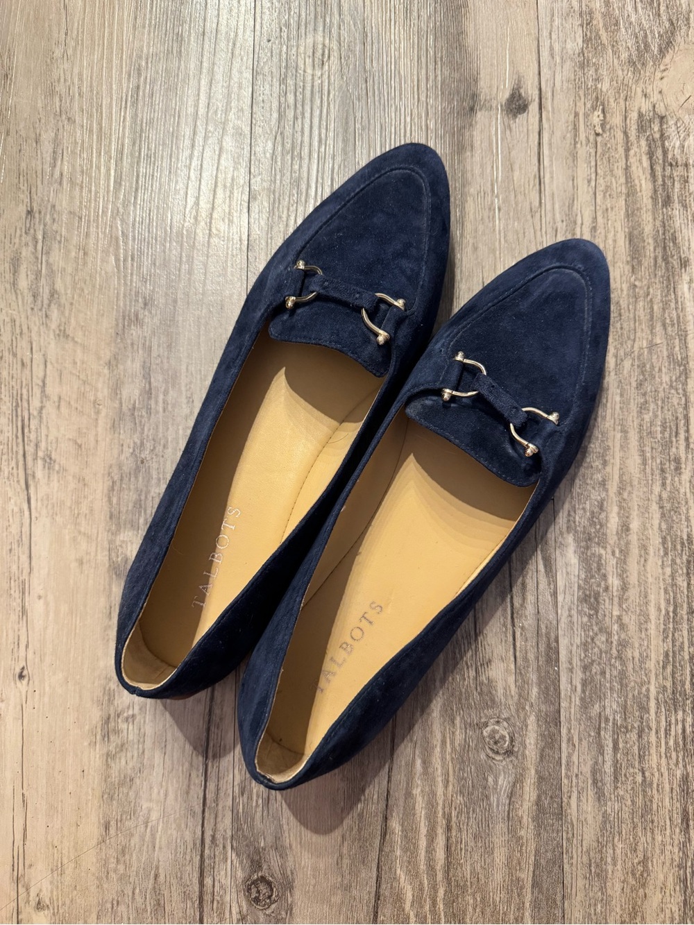 Navy Blue Suede Talbots Pointed Toe Ballet Flats
